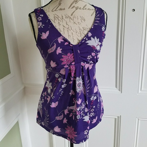 Ann Taylor Tops - Ann Taylor purple top sz M empire waist